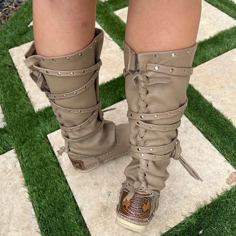 Hector Riccione moccasin boots tan leather - Picture 5 of 15
